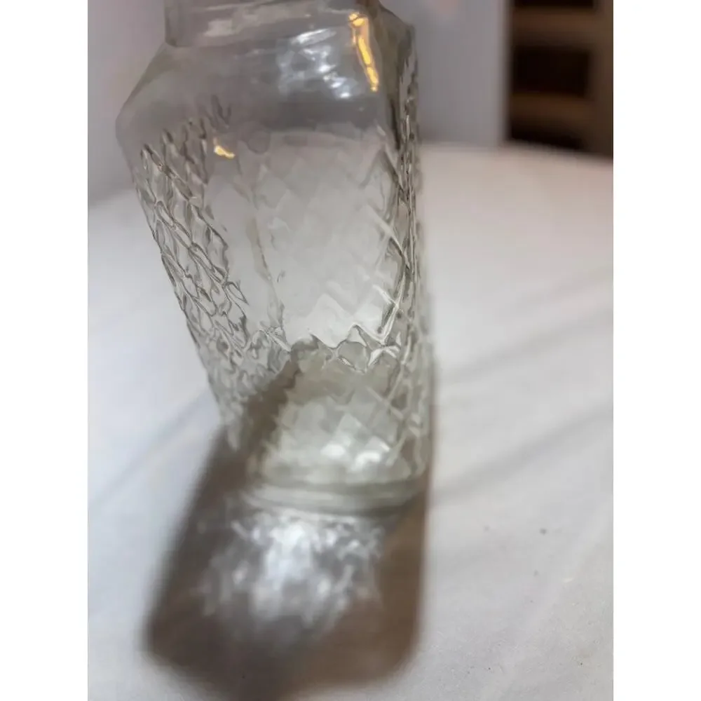 Vintage Clear Glass Diamond Pattern Pitcher
